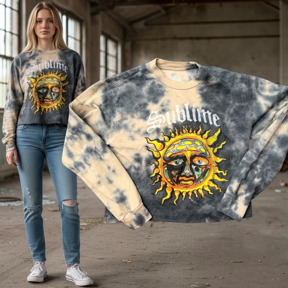 Sublime Sweatshirt Sun Graphic Tie Dye Gray Medium